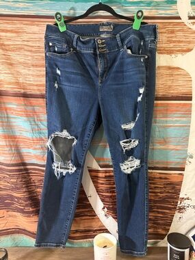 Torrid Dark Blue Distressed Skinny Jeans